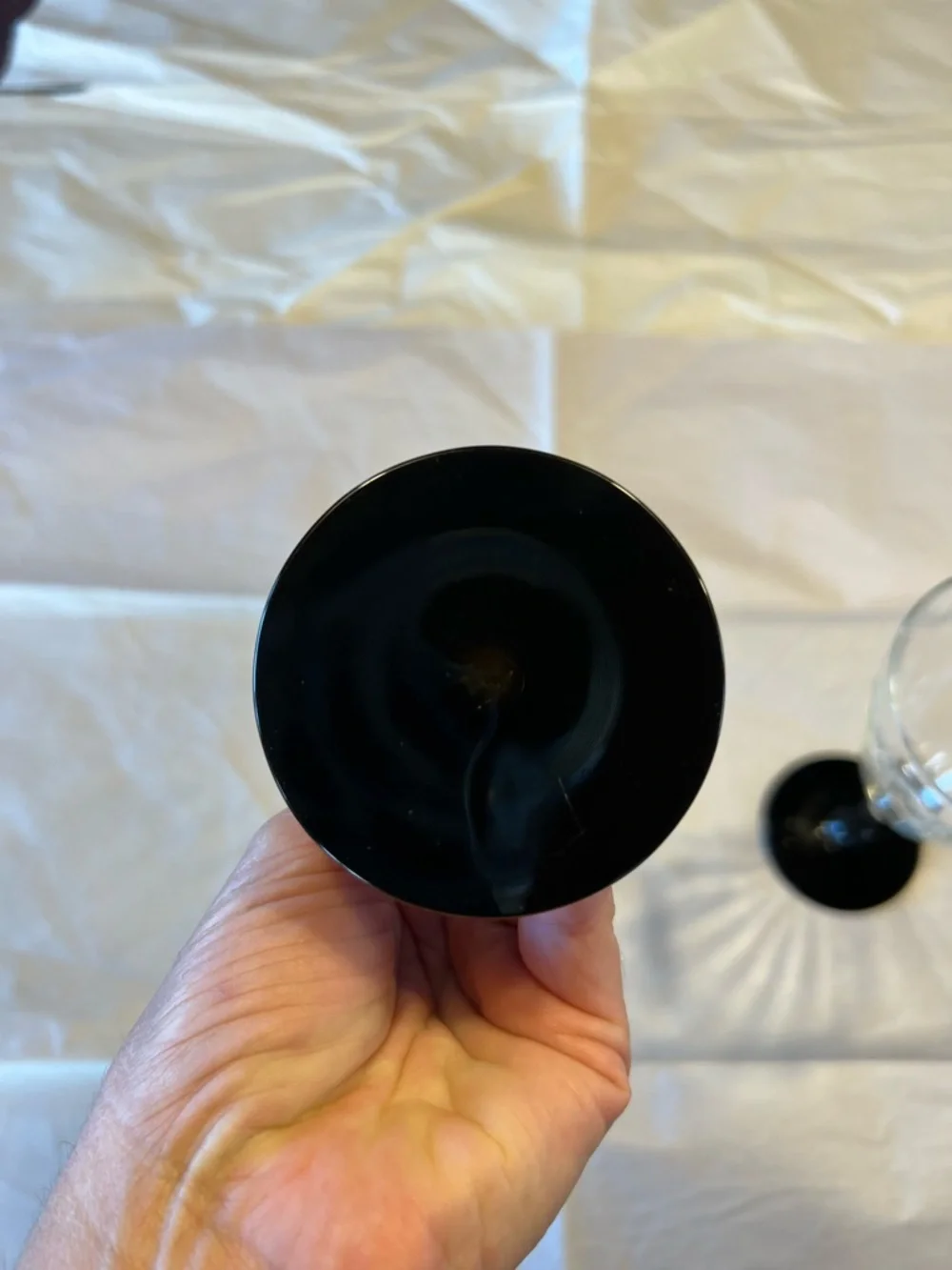 Elegant Clear Wine Glasses with Black Stem and Base - Set of 2